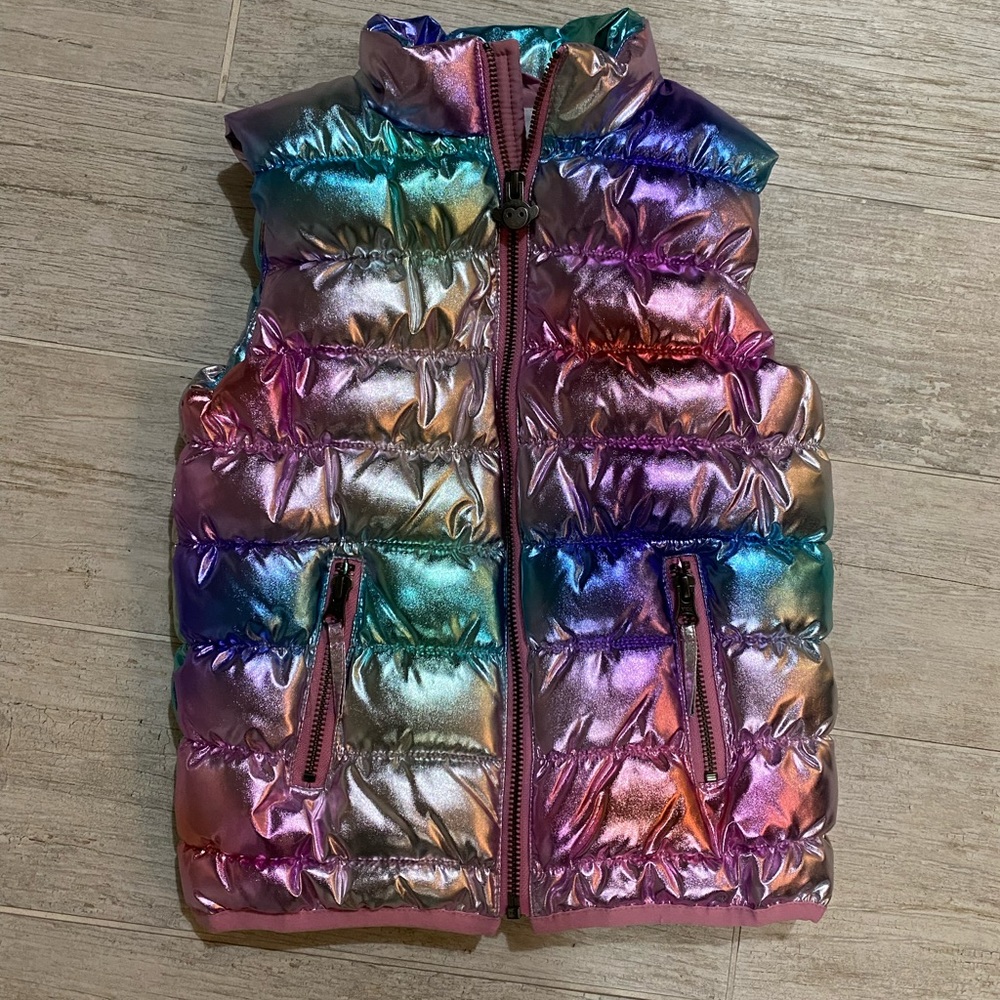 Kids appaman ombre rainbow puffer vest size 5